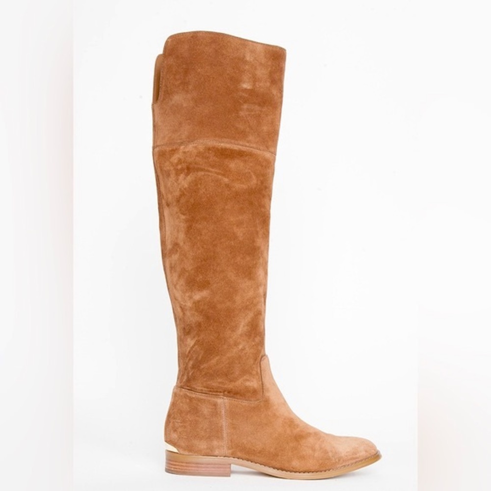 MICHAEL KORS⚡️Regina Dark Caramel Suede Tall Flat Riding Boots